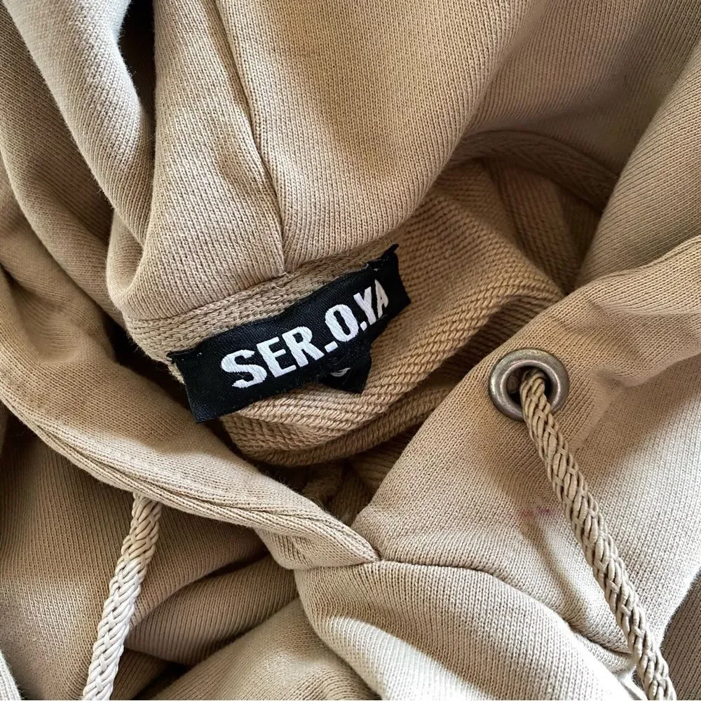 SER.O.YA Rory dress tan hooded mini tunic hoodie Revolve NWOT Sz S
